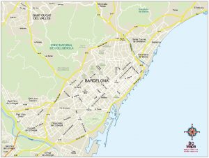 Mapa vectorial illustrator eps Area Barcelona Esade
