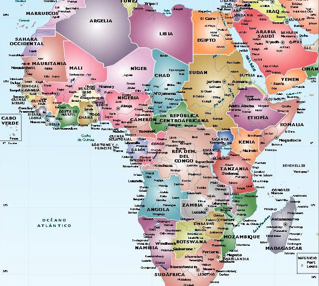 Mapa vectorial de Africa illustrator eps