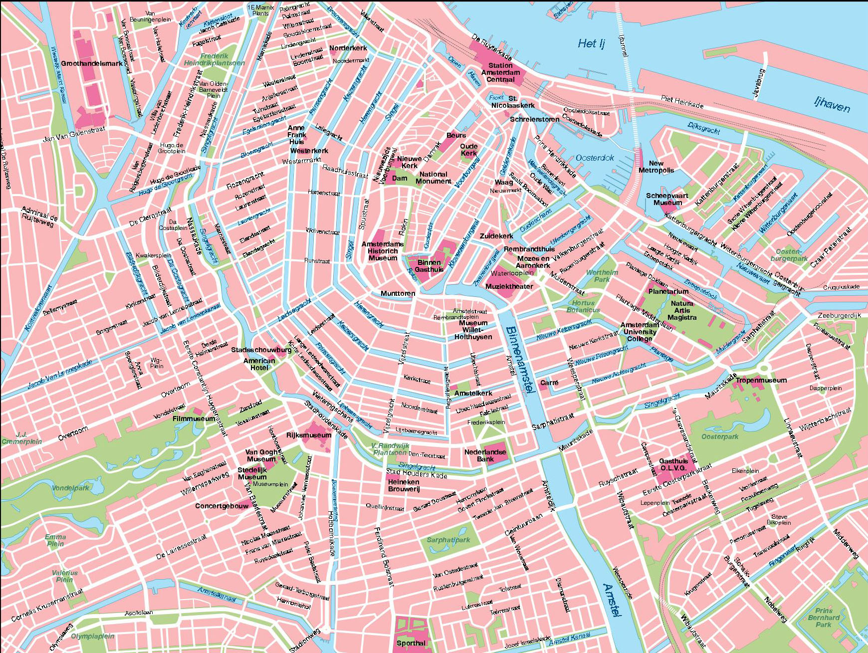 Amsterdam Mapa vectorial editable eps illustrator libre de derechos