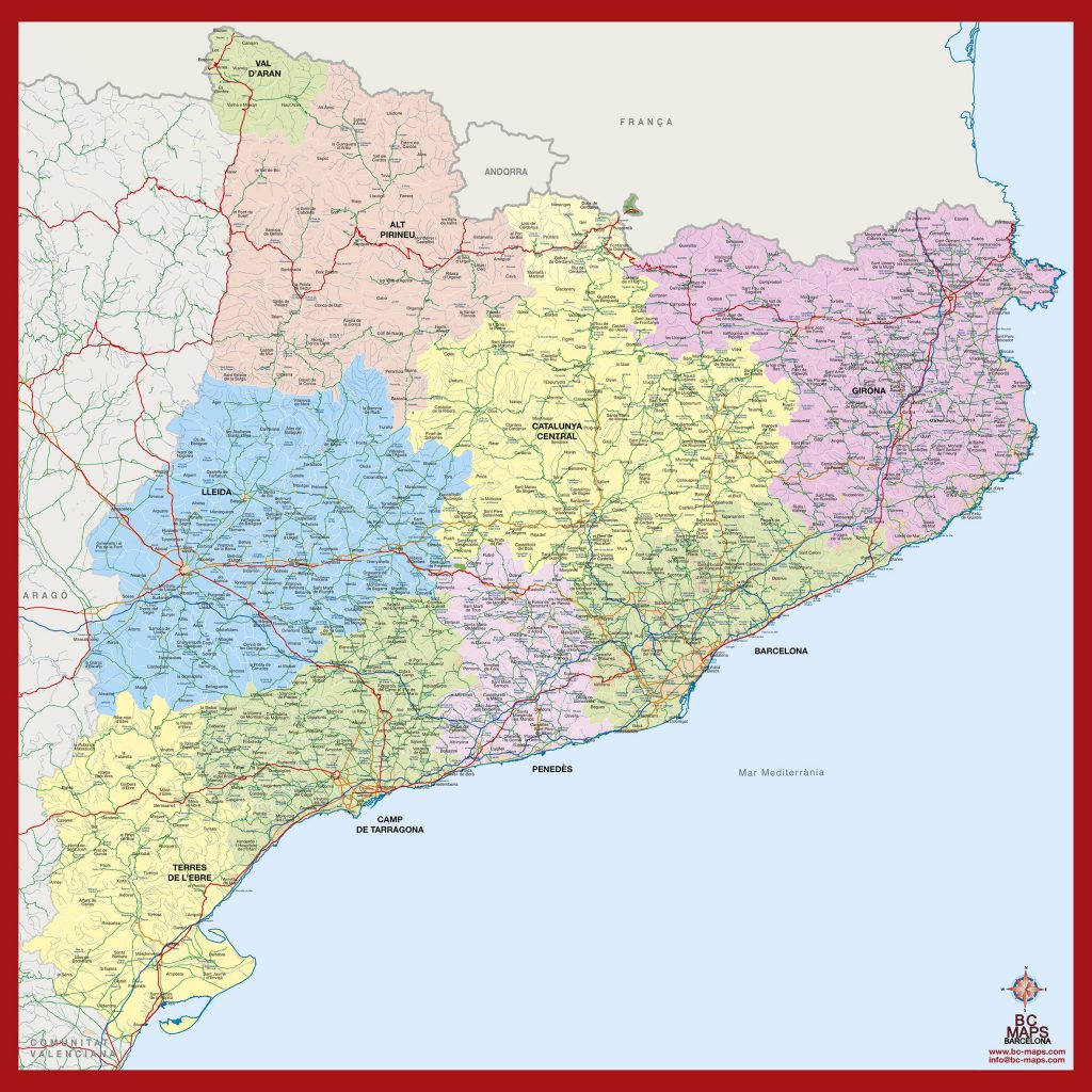 Mapa Mural Vectorial Catalunya Vegueries Bc Maps Mapa Vectorial Eps
