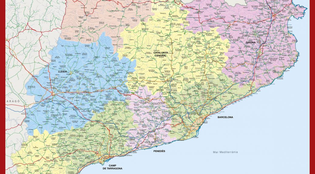 Municipios Catalu a Mapa Mural En Illustrator Eps