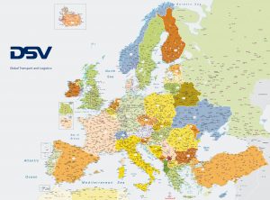 Mapa DSV Europa códigos postales 2015