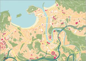 Donostia/San Sebastian mapa vectorial illustrator mudo editable eps