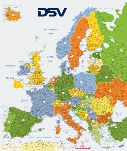 Mapa Europa codigos postales DSV Belgica