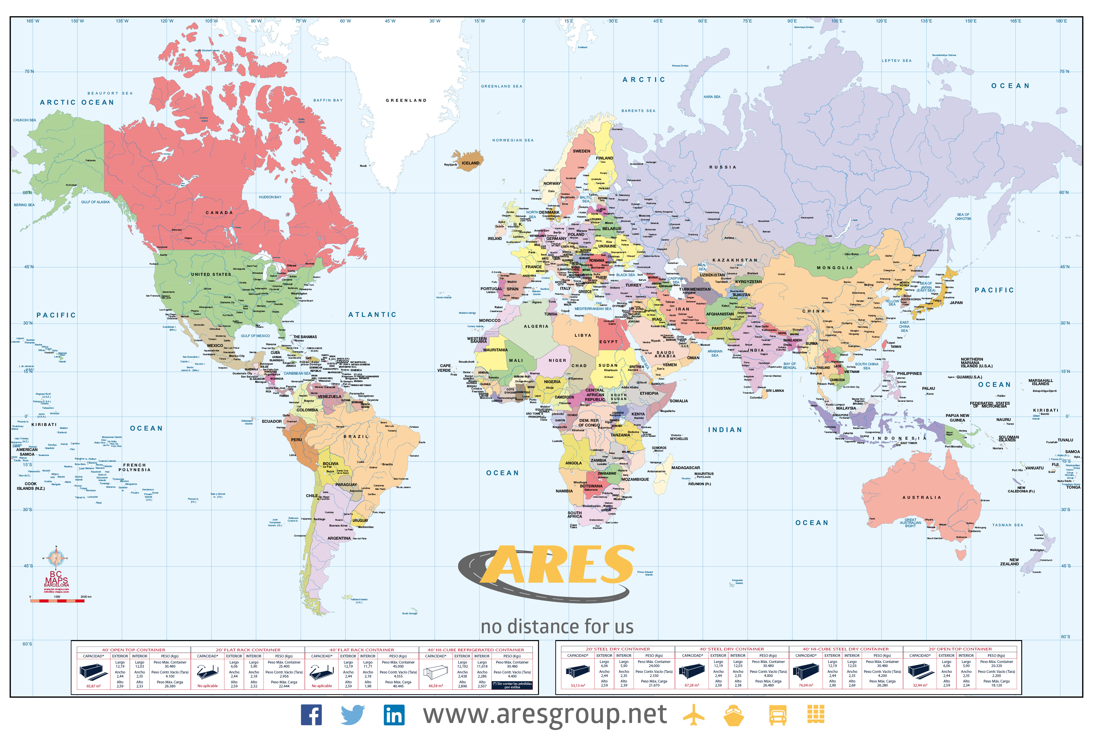 Mapa de Europa códigos postales y mapamundi sobremesa Ares Group