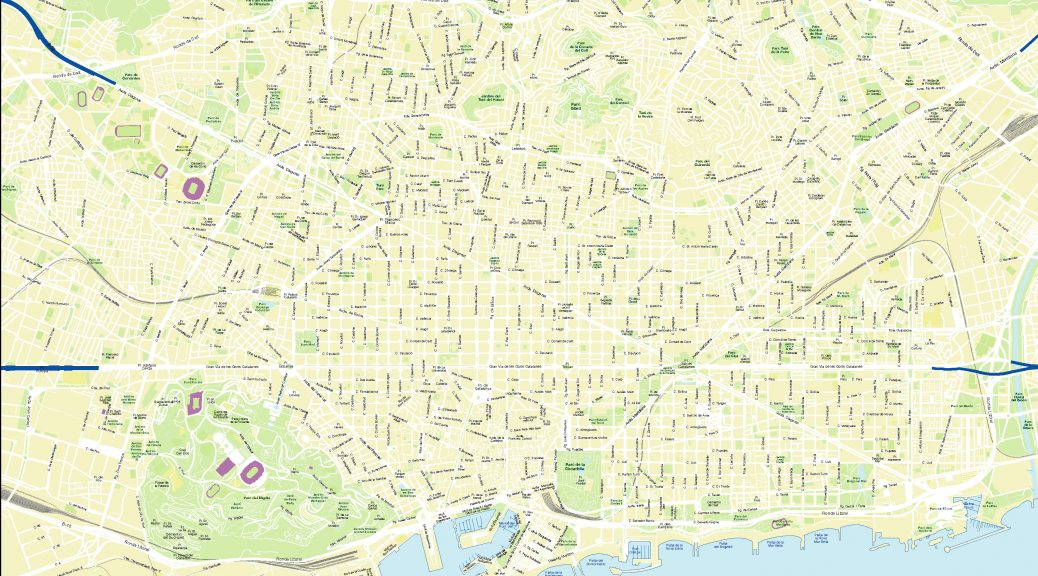 Mapa Barcelona vectorial illustrator eps groc
