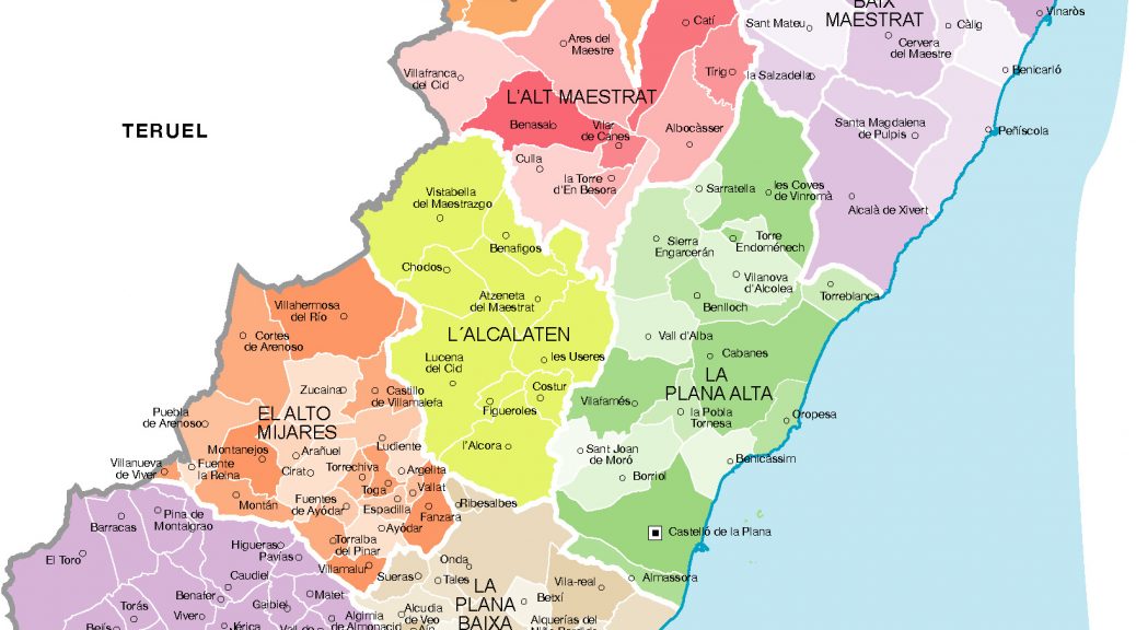 Mapa vectorial illustrator eps municipios provincia Castellon