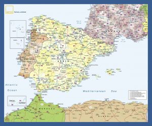 Mapa mural Peninsula Iberica Gefco