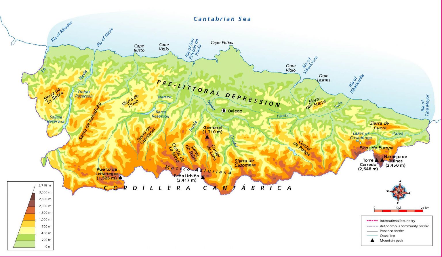 Mapa De Asturias Provincia Municipios Tur stico Y Carreteras De 