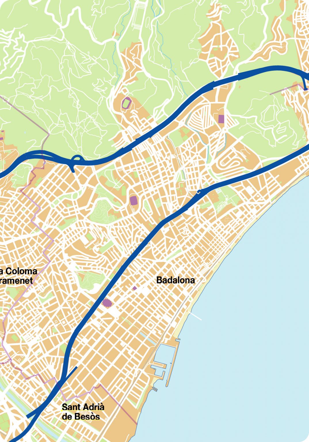 Mapa Vectorial Badalona Editable Eps Illustrator