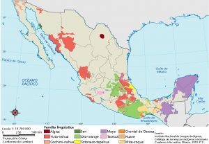 Mapa para libro de texto Mexico  Familias linguisticas 