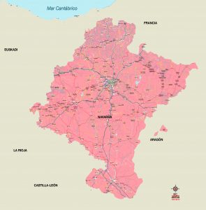 Mapa vectorial illustrator municipios carreteras Comunidad Foral de Navarra