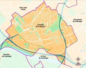Cornellà de Llobregat mapa vectorial illustrator eps Cornellà de Llobregat mapa vectorial illustrator eps