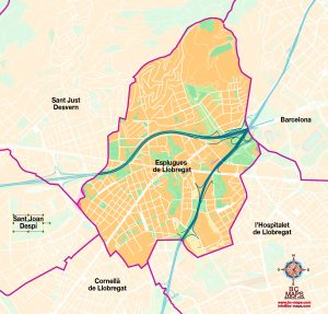 Esplugues de Llobregat mapa vectorial illustrator eps