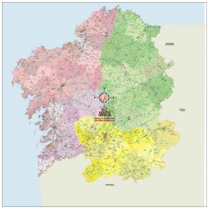 Mapa vectorial illustrator eps mural Galicia Concellos comarcas estradas Mapa vectorial illustrator eps mural Galicia Concellos comarcas estradas