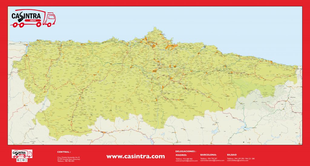 mapa mural de Asturias Casintra