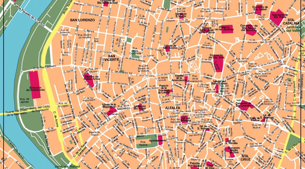 Mapa vectorial Sevilla illustrator eps zoom