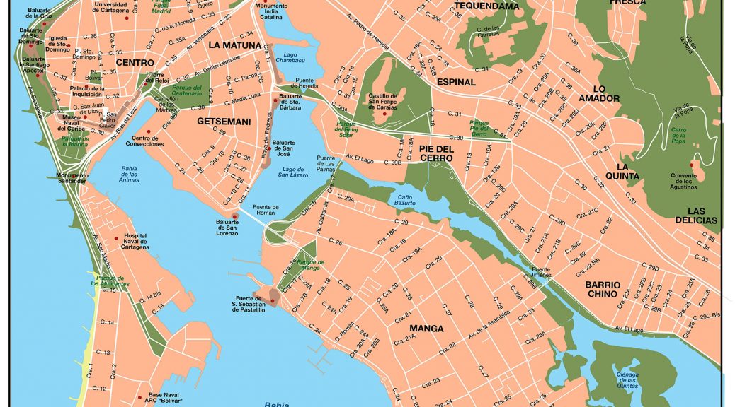 Cartagena de Indias mapa vectorial illustrator eps