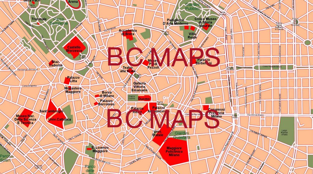 Milan mapa vectorial illustrator eps