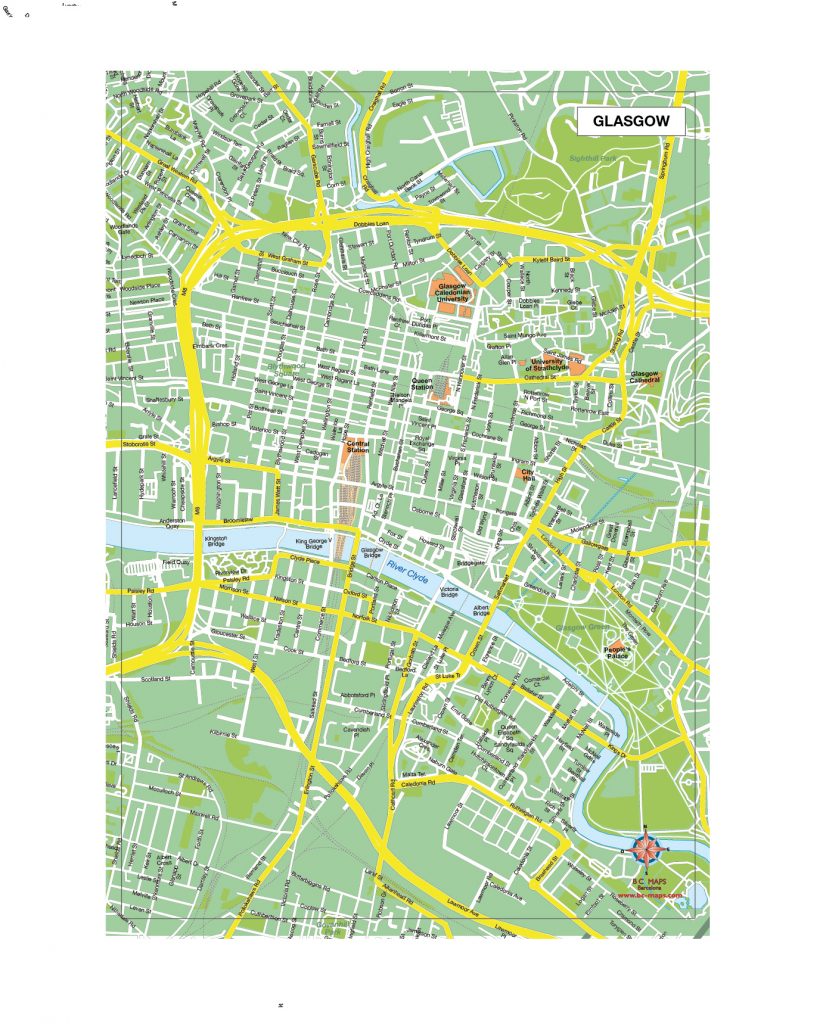 Glasgow ciudades de Europa mapa vectorial illustrator eps