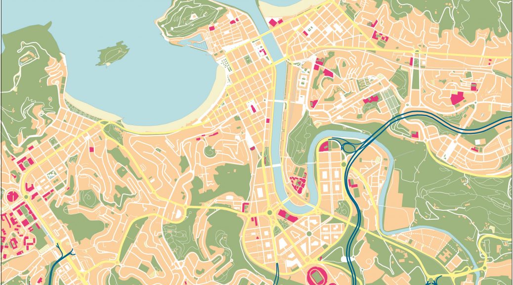 Donostia mapa vectorial illustrator mudo editable eps