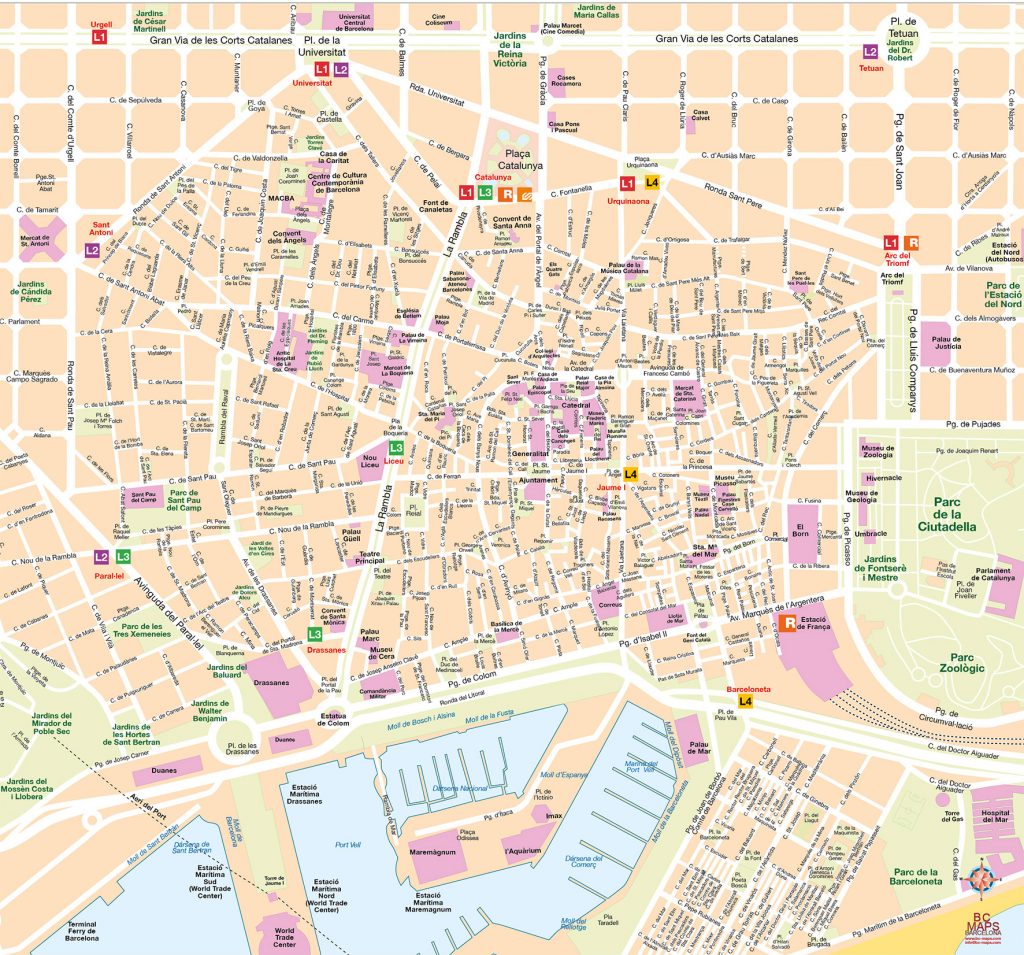 Mapa vectorial illustrator eps Barcelona zoom Busplus