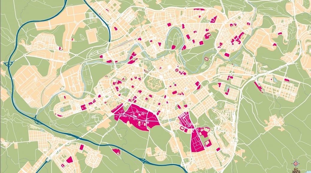 Pamplona Iruña AM mapa vectorial illustrator eps