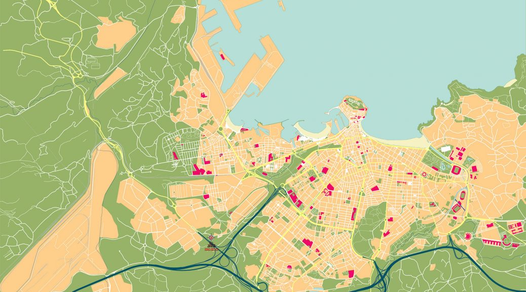 Gijon AM mapa vectorial illustrator eps