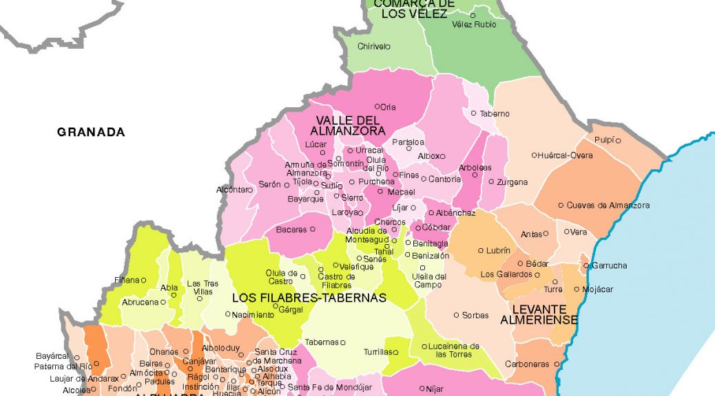 Mapa vectorial illustrator eps municipios Almeria