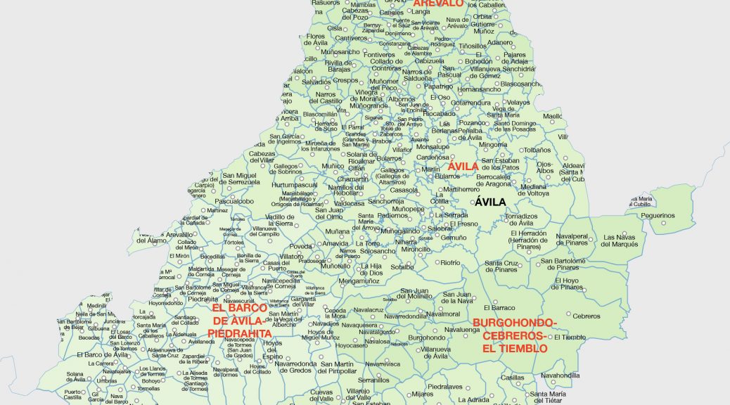 Mapa vectorial illustrator eps municipios Avila
