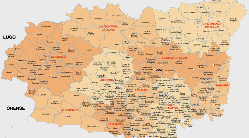 Mapa vectorial illustrator eps municipios Leon