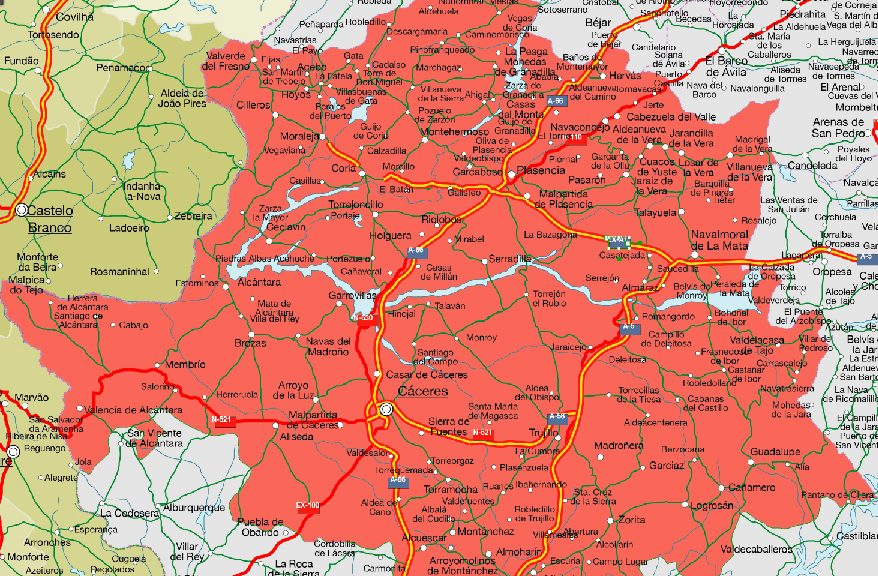 Caceres provincia mapa vectorial