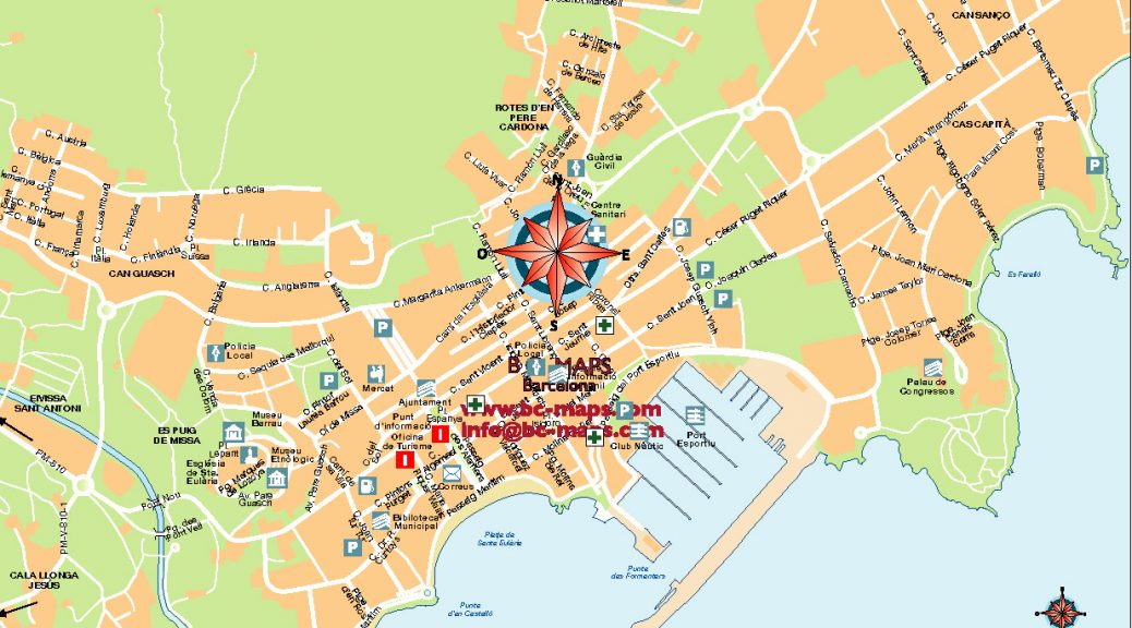 Santa Eulalia Ibiza mapa vectorial illustrator eps ai