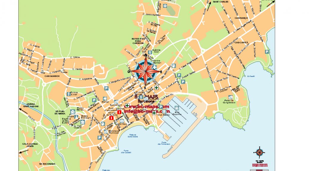 Santa Eularia des Riu mapa vectorial illustrator eps ai