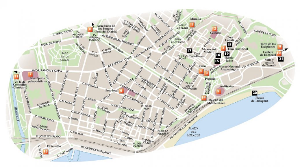 Tarragona Ruta mapa vectorial illustrator eps