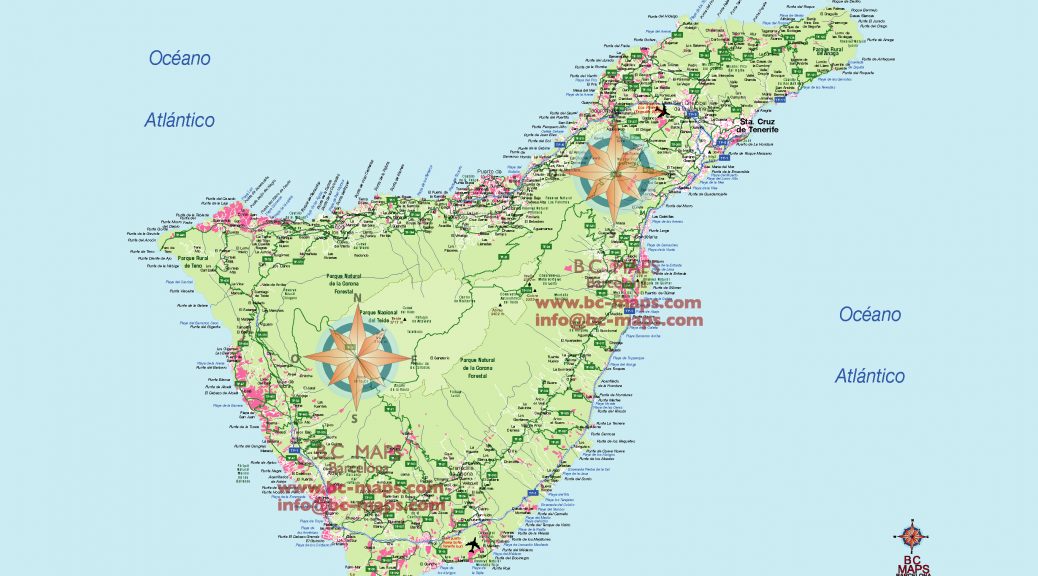 Tenerife mapa vectorial illustrator eps