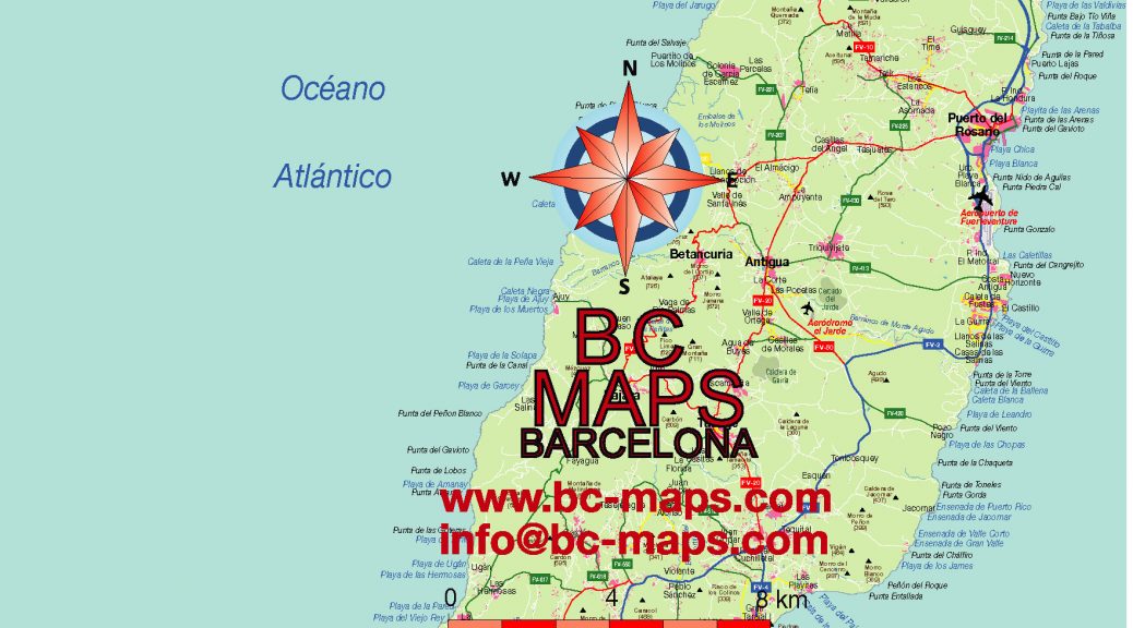 Fuerteventura mapa vectorial illustrator eps