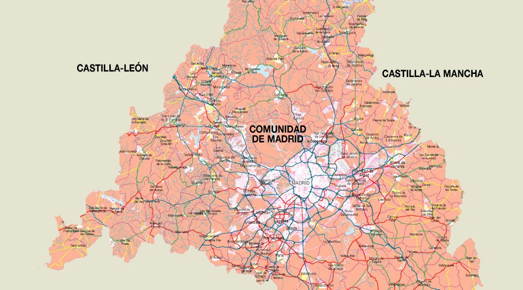 Mapa vectorial illustrator municipios carreteras Comunidad de Madrid