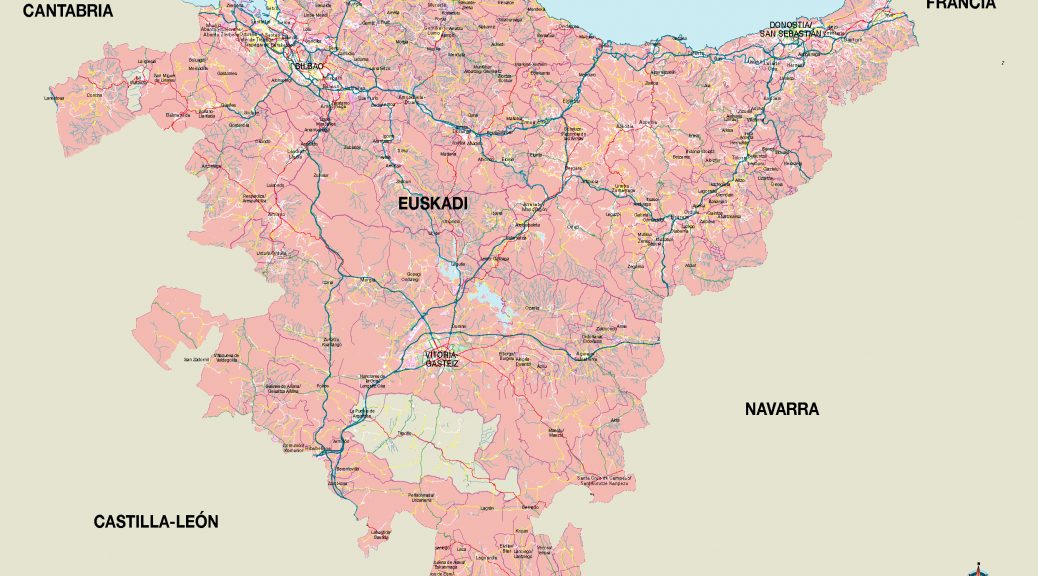 Mapa vectorial illustrator municipios carreteras Euskadi