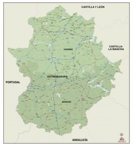 Mapa vectorial illustrator municipios carreteras Extremadura Mapa vectorial illustrator municipios carreteras Extremadura
