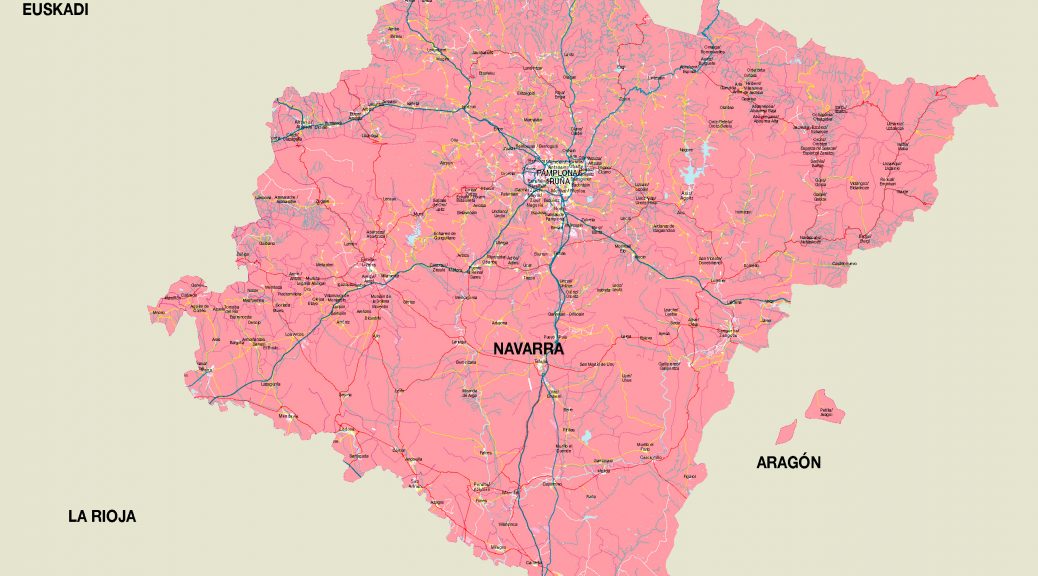 Mapa vectorial illustrator municipios carreteras Comunidad Foral de Navarra
