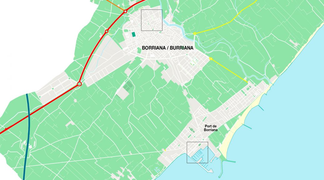 Burriana/Borriana mapa vectorial illustrator eps