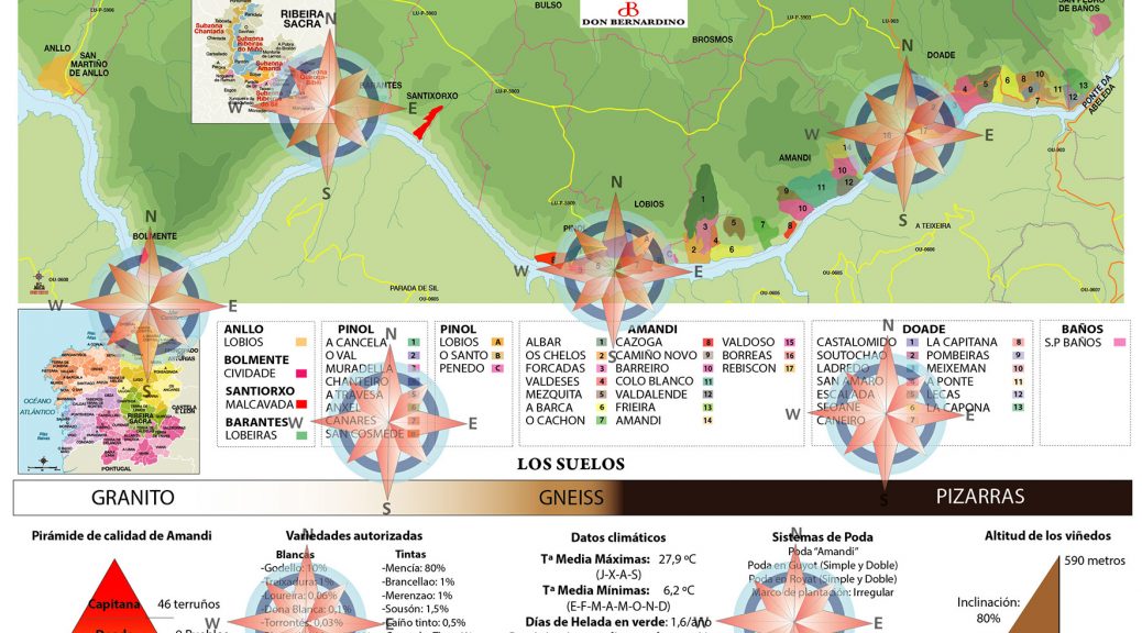 Amandi mapa vectorial illustrator eps Ribeira Sacra