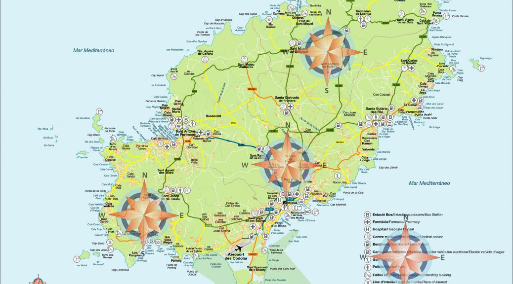 Mapa de la Isla Ibiza en illustrator vectorial eps 2025