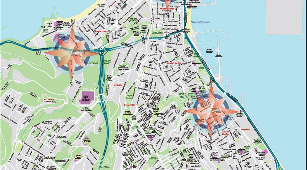 Plano de Las Palmas de Gran Canaria en formato vectorial illustrator eps