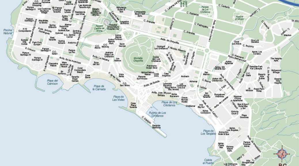 Los Cristianos Puerto Colon mapa vectorial illustrator eps