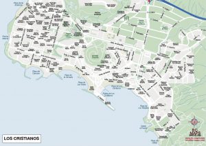Los Cristianos Puerto Colon mapa vectorial illustrator eps