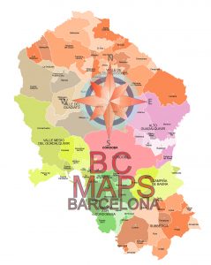 Mapa vectorial illustrator eps municipios y comarcas de la provincia de Córdoba
