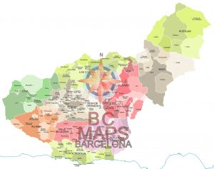 Mapa vectorial illustrator eps municipios y comarcas de la provincia de Granada