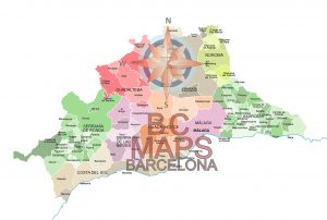 Mapa vectorial illustrator eps municipios y comarcas de la provincia de Málaga